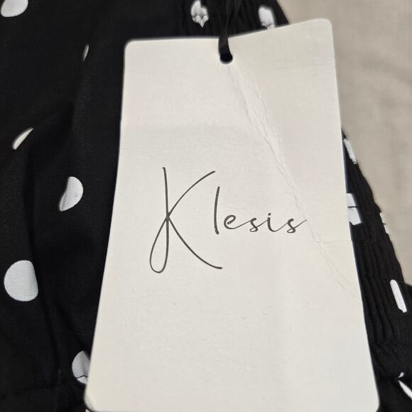 NWT Klesis Polka Dot Front Bow Detailed A-line Midi Dress Sundress Sz M - Picture 14 of 14